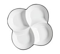 Gadpiparty Assiette Compartimentée en Céramique Blanche 4 Compartiments, Design Créatif de Feuille de Vent, Pratique et Facile à Nettoyer pour Repas Équilibrés en Famille