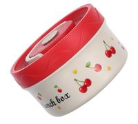 Gadpiparty Boîte à Déjeuner Ronde 420ml en Acier Inoxydable 304 | Bocal Rouge à Motif Cerise, Large Ouverture et Bol Intérieur Amovible, pour Repas Préparés