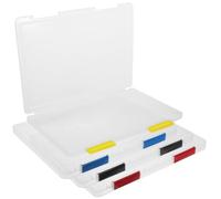 Gadpiparty Boîte à Documents Transparente A5 Lot de 4 Couleurs Assorties Noir Bleu Rouge Jaune, Organisateur de Fichiers Empilable pour Bureau et École, Rangement Pratique de Dossiers