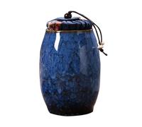 Gadpiparty Boîte à Thé Céramique Étanche Grès Bleu Foncé Pot de Rangement Hermétique Multifonction pour Thé Vrac Décoration de Bureau Conteneur Sûr et Résistant à Haute Température