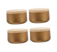 Gadpiparty Boîtes à Bougies Parfumées 4 Pièces Couvercle en Bois, Boîte en Fer Blanc Or pour Décoration Maison et DIY, Style Moderne et Rustique, pour Banquet