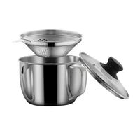 Gadpiparty Bol Séparateur de Graisse en Acier Inoxydable 304 Couvercle et Tamis, Ustensile Cuisine pour Filtrer L'huile Soupe Hôtels et Cuisines