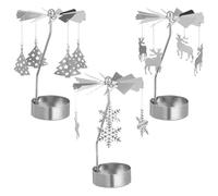 Gadpiparty Bougeoir Rotatif en Métal Argenté Décorations Noël - Porte-Bougie Décoratif pour Bougies Chauffe-Plat - Support de Bougie Tournant pour Décoration Intérieure et Festive