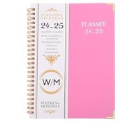 Gadpiparty Cahier à Spirale A5 Rose en Fer, Onglets Mensuels | Papier pour Notes Quotidiennes, Design Minimaliste, Suivi des Objectifs, Étudiants et Voyageurs
