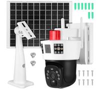 Gadpiparty Caméra de Sécurité Solaire sans Fil Extérieure Rotative Blanche | Ip66, Plastique, Alertes Immédiates, Installation Facile, Usage Entrepôt et Extérieur, Audio Bidirectionnel