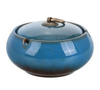 Gadpiparty Cendrier Céramique avec Couvercle, Grand Contenant Profond et Spacieux, Cendrier sans Fumée pour Patio et Bureau, Décor Élégant et Fonctionnel