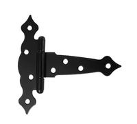 Gadpiparty Charnières De Porte De Grange En Fer Forgé Noires T, Robustes Et Résistantes Pour Portail Bois, Quincaillerie Extérieure Pour Remise, 6 Pouces, Ensemble 2 Pièces