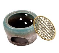 Gadpiparty Chauffe-théière Céramique Vintage avec Base Cuivre Réchaud à Thé Résistant et Pratique Support de Chauffage pour Théière Domestique