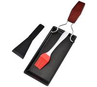 Gadpiparty Comal Noir pour Barbecue avec Poignée en Bois, Plaque de Cuisson Antiadhésive en Métal Facile à Nettoyer, Ensemble 3 Pièces pour Cuisson Uniforme en Extérieur