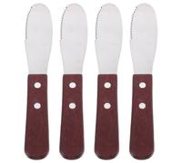 Gadpiparty Couteau à tartiner le, tartineur à sandwich à manche en bois, lot de 4, acier inoxydable, lame large et droite, pour toast, cream cheese et service