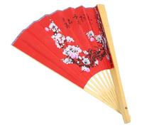 Gadpiparty Éventail Pliant Chinois Géant en Papier et Bois Rouge Décoratif | Décoration Murale Asiatique, Fond de Mariage et Scène, Crochet, Motif Floral Vintage