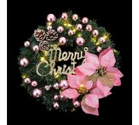 Gadpiparty Guirlande Lumineuse de Noël en PVC Rose Texture Réaliste, Décoration de Couronne Festive pour Boutique et Fête, Couronne Suspendue Artificielle