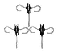 Gadpiparty Isolateur de Clôture Électrique Léger et Facile à Installer en Acier Galvanisé et PP 3 Pièces Double Crochet Noir pour Usage Agricole Les Fermes et Clôtures à Fil