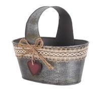 Gadpiparty Jardinière D'urne Extérieure Seau Pot de Fleurs en Fer Galvanisé Style Rétro Rustique, Multifonction, Mobile, pour Herbes et Légumes, Balcon, Décoration de Bureau