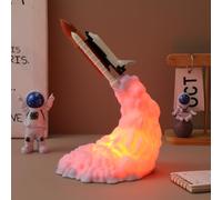 Gadpiparty Lampe de Nuit Navette Spatiale Imprimée 3D en Pla, LED Chaude | Décoration de Bureau et Étude, Portable, Batterie Lithium 800 mA, Blanc, Style Délicat et Créatif
