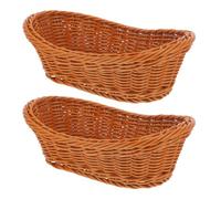 Gadpiparty Lot de 2 Corbeilles en Plastique Imitation Rotin pour Rangement Pain et Snacks, Durabilité Prolongée, pour Boutique Alimentaire ou Pâtisserie
