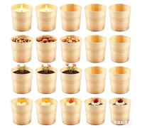 Gadpiparty Lot de 20 gobelets à dessert ronds jetables en fibre de bois naturelle biodégradables pour boissons, collations, salade