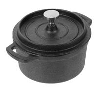 Gadpiparty Mini Cocotte en Fonte Noire avec Double Poignées et Couvercle, Casserole Multifonction Cuisine, pour Bouillir Lait et Préparer Repas Bébé