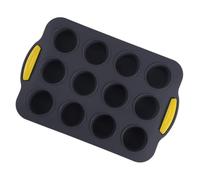 Gadpiparty Moule à Muffins en Silicone 12 Cavités Noir, Antiadhésif et Facile à Ranger, pour Cookies et Gâteaux, Résistant Déformation