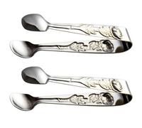 Gadpiparty Pinces Alimentaires Faciles à Nettoiler Lot de 2 Argenté en Acier Inoxydable Résistantes à Chaleur Poignée Gravée Fleur de Rose Restaurant et Maison pour Glace et Sucre