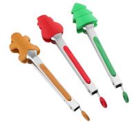 Gadpiparty Pinces de Cuisson en Silicone et Acier Inoxydable 3pcs Multifonction, Résistantes Chaleur, Gain de Place, Cuisine Familiale et Barbecue de Noël