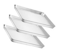 Gadpiparty Plaques à Pâtisserie Surface Lisse et Design Délicat en Acier Inoxydable Argenté Lot de 3 pour Cuisson Four, Barbecues et Pique-niques