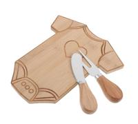 Gadpiparty Plateau de Service en Bois Beige de Body pour Shower, Accessoire Décoratif Moderne avec Couteau et Fourchette, pour Fêtes et Nouveaux Parents