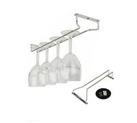 Gadpiparty Porte-verres à Vin Suspendu Simple en Acier Chromé Argenté | Vis Incluses, pour Verre à Pied à Maison Restaurant, Format Simple, Argenté