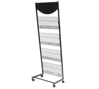 Gadpiparty Présentoir à Dépliants en Métal Noir Multifonctionnel Roulettes, Porte Revue Bureau Robuste sans Écaillage, pour Salles D'attente et Bibliothèques