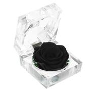 Gadpiparty Rose ÉTernelle Noire sous DôMe en Verre avec Ruban Cadeau ÉLéGant Fleur PréServéE pour Anniversaire Saint-Valentin Mariage Et DéCoration Maison