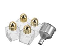 Gadpiparty Set Mini Salières et Poivrières et 15ml en Verre et Acier Inoxydable avec Entonnoir Lot de 4 Anti-fuite et Facile à Remplir, Cuisine, Restaurant, Pique-niques et Camping