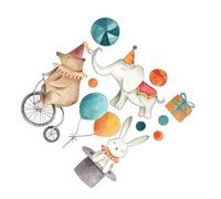 Gadpiparty Stickers Muraux Animaux Éléphant et Lapin en Pvc, sans Colle, Amovibles, Décorations Murales pour Chambre D'garçon et Filles, Salon Cuisine, 1 Feuille