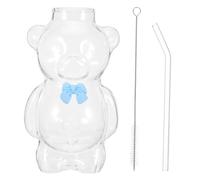 Gadpiparty Verre Transparent Verre à Boire Ours avec Paille 320ml | Brosse Incluse, Compatible Lait et Smoothies, Nettoyage Facile au Lave-vaisselle, Bureau, Fêtes Garçon Fille, Mariage
