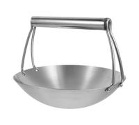 Gadpiparty Wok en Acier Inoxydable 12,5 Pouces pour Cuisson et Service | Poignée Ergonomique, Usage Maison ou Camping, Nettoyage Facile, Compatible Induction, Finition Argenté