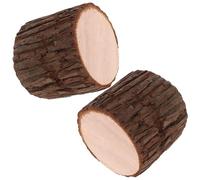 Gadpiparty Wooden Tree Stump Decor 2pcs Faux Tree Stump, 6" Hollow Log Stand with Bark, Decorative Tea Holder, Rustic Wedding Aisle Marker, Lightweight for Beaches