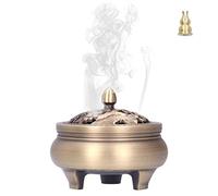 GAESHOW Brûleur d'encens Vintage, Brûleur d'encens en Forme de Lotus, Porte Encens en Laiton, Support Brûleur d'encens Antique Laiton, avec Petit Support d'encens, pour Yoga Méditer Salon de Thé
