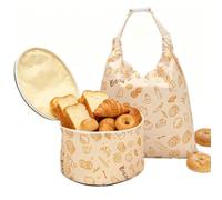 GAESHOW Lot de 2 sacs à pain en cire d'abeille réutilisables en lin et coton, avec fermeture à boucle et poignée, boîte de cuisine pour pain frais