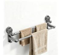 GAESHOW Porte-Serviettes sans perçage Ventouse réglable pour Salle de Bain | Extensible de 52 à 90 cm, Double barre, Montage mural, Avec 2 crochets pour serviettes de bain et cuisine