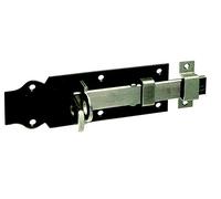 GAH-Alberts 116095 Verrou porte-cadenas avec poignée large | droit, avec gâche serrée | zinguée, plaque laquée noire | 160 x 52 mm