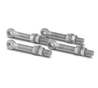 GAH-Alberts 410919 417260 Lot de 4 vis à œil avec accessoires - Compatible avec charnières de portail - Galvanisé à chaud - Filetage M16 - Longueur 130 mm