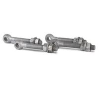 GAH-Alberts 410995 417284 Lot de 2 vis à œil avec accessoires pour charnières de portail Galvanisé à chaud Filetage M20 Longueur 150 mm