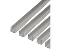 Alberts 497767 Profilé en U, aluminium, anodisé couleur argent, 1000 x 15 x 8 mm, set de 5 pièces