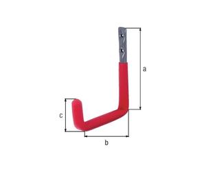 GAH Alberts Crochet mural en forme de U en caoutchouc rouge 115 mm acier brut galvanisé 18 mm - 802165