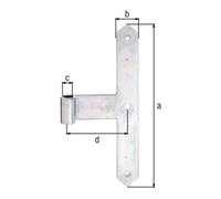 GAH Alberts GAH Alberts Paumelle centrale droite pour gond 16 mm, 300 mm acier, jaune doré, galvanisé Quantité:1