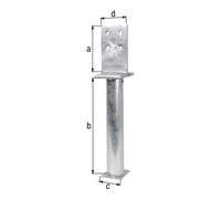 GAH Alberts Support de poteau en T 130x500x80x90mm acier brut feuerZN m. Pont, pour bétonnage en GAH Quantité:1