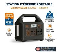 Gaiaray EG015 Station d'Énergie Portable LiFePO4 153 6Wh (200W) - Système BMS Intelligent Mini Générateur Ultra-Compact 1 75kg