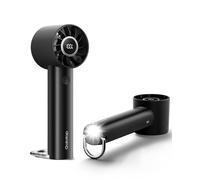 Gaiatop ventilateur à main turbo avec lampe torche et base à clip, mini ventilo portable, ventilateur de voyage rechargeable pour maison, bureau, extérieur et, cadeau pour femmes et hommes, Noir pur