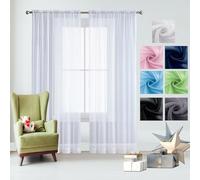 GAIFNAG Blanc Voilage à Oeillet Rideau Semi 70 x 120 cm 100% Polyester/Transparent Intérieurs Rideau Thermique Isolant Anti Chaleur pour Chambre Fenêtre Salon Coucher, Blanc