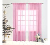 GAIFNAG Blanc Voilage à Oeillet Rideau Semi 90 x 190 cm Isolation Lumiere Anti UV Decoration Rideau Occultant à Oeillets pour Mariage de Noël Chambre, Rose