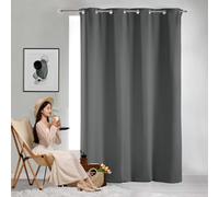 GAIFNAG Rideau à Oeillets, Lot de 1 Rideaux 140 x 240 cm Bloquer Lumiere, Rideau Phonique Anti Bruit Anti Froid Rideau Voilage Blanc pour Chambre Fenêtre Salon Coucher, Gris Foncé